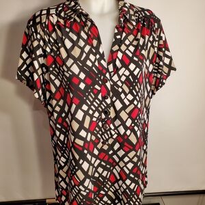 Alfani Multicolor Geometric Button-Down Blouse